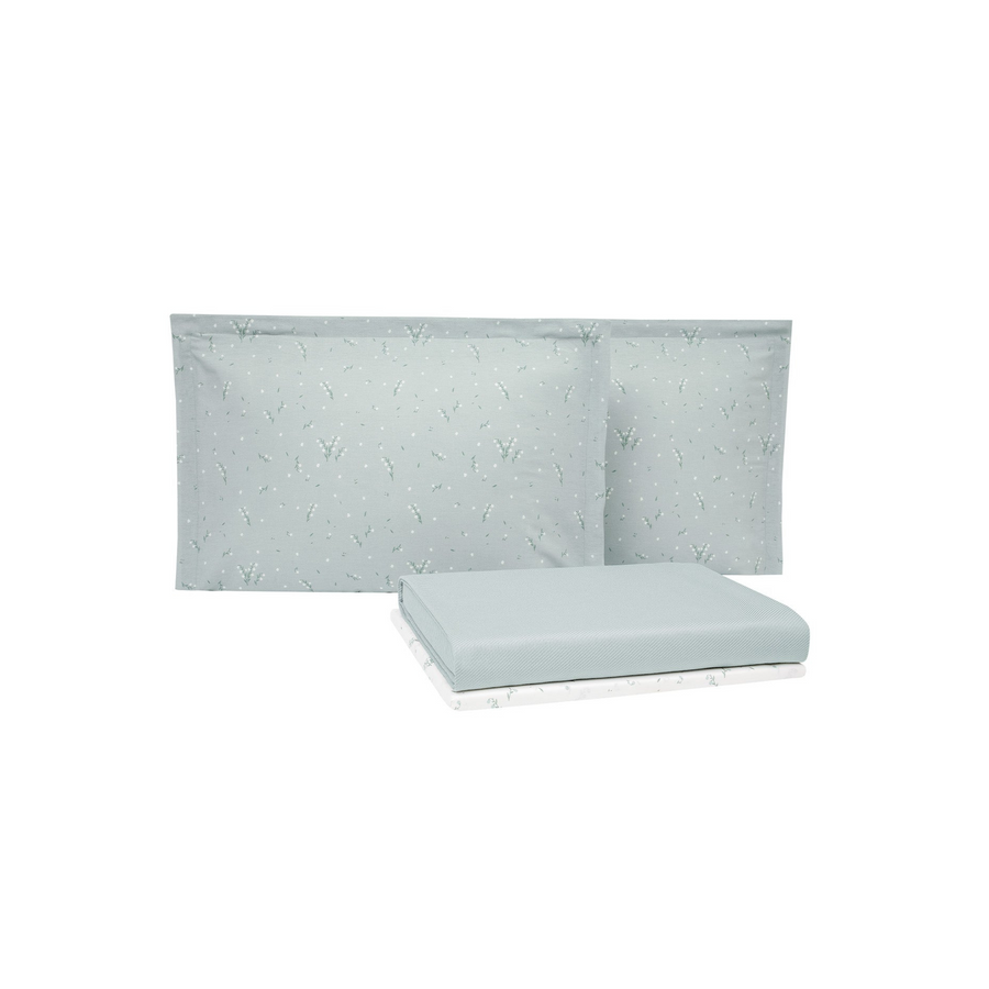 Bamboo Throw Set Ramona, with Fitted Sheet and Pillowcase, Light Green, 160x220 cm