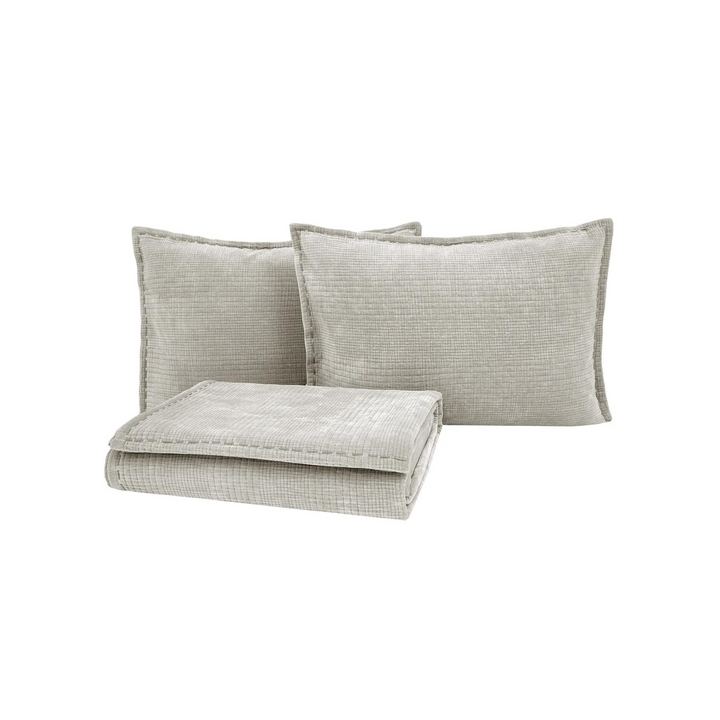 Bedspread Set King, with Pillowcases, grey, 250x260 cm