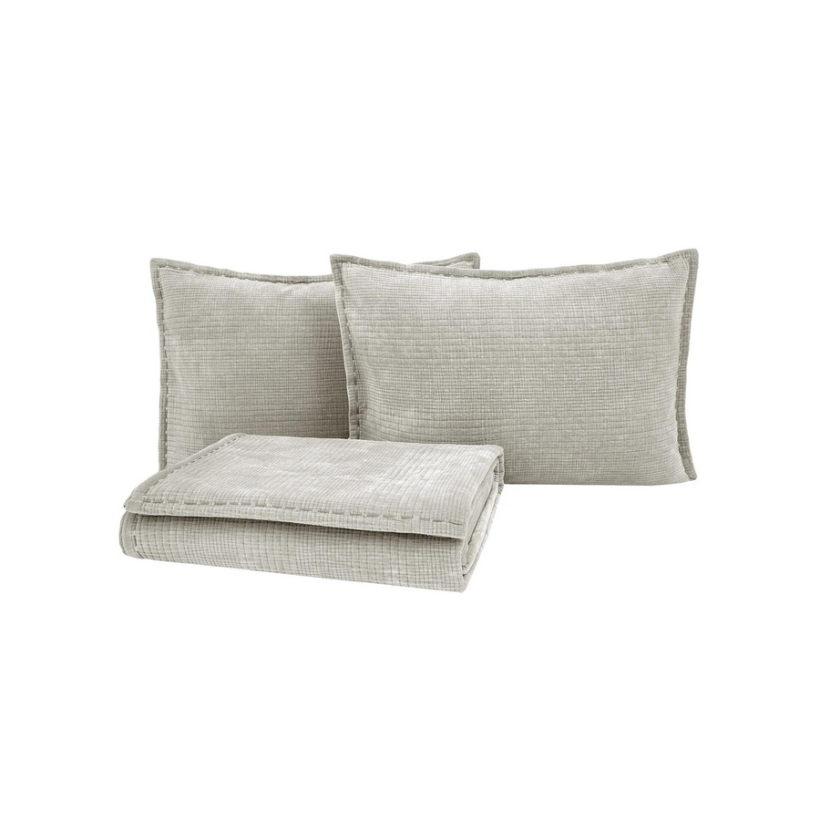 Bedspread Set King, with Pillowcases, grey, 250x260 cm
