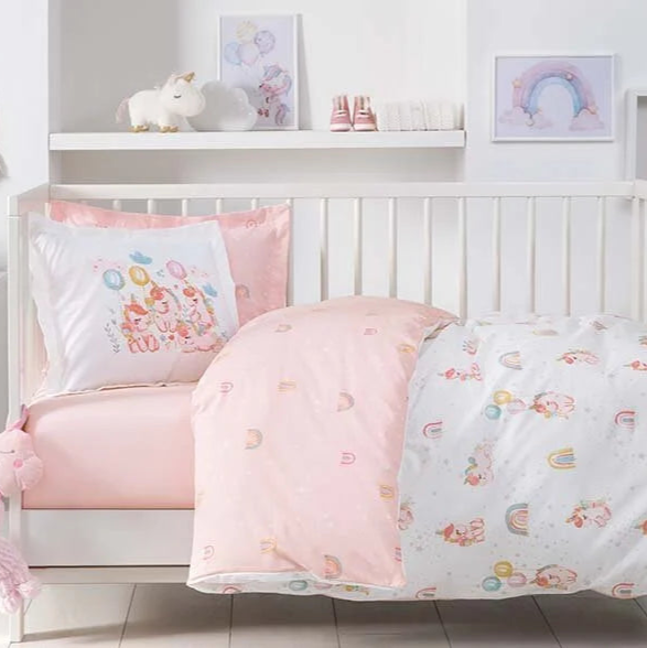 Baby Bedding Set Unicorn, for Crib, 100% Organic Cotton, 100x150 cm