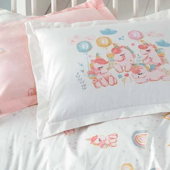 Baby Bedding Set Unicorn, for Crib, 100% Organic Cotton, 100x150 cm