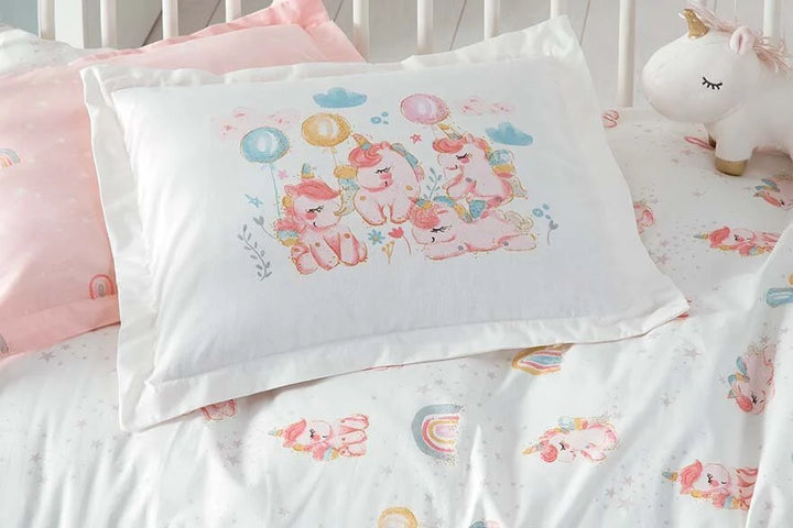Baby Bedding Set Unicorn, for Crib, 100% Organic Cotton, 100x150 cm