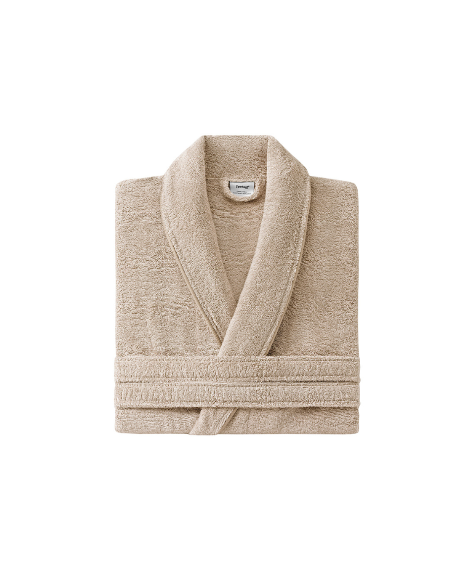 Classic Bathrobe Essentials, 100% Cotton Jersey, Beige, size L/XL