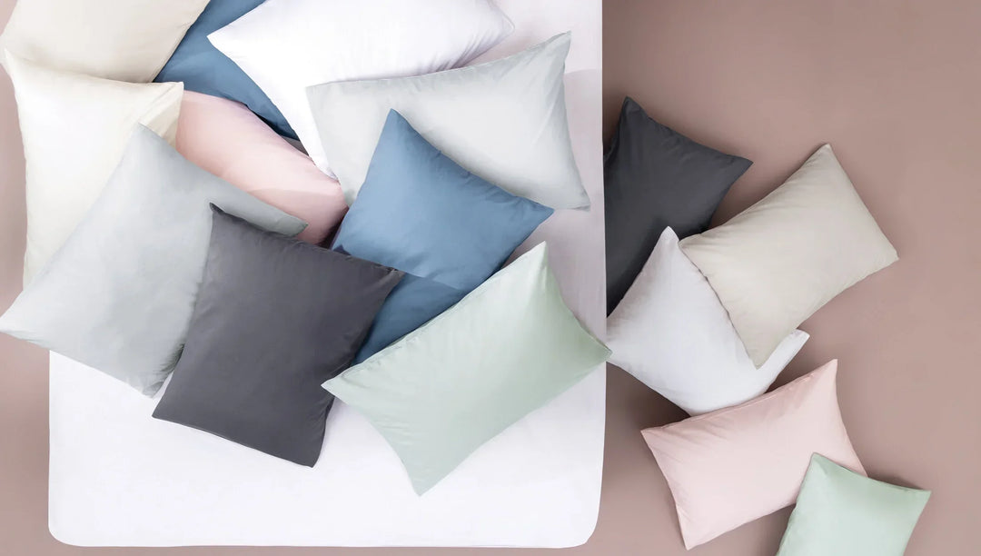 colorful pillow cover on a bed