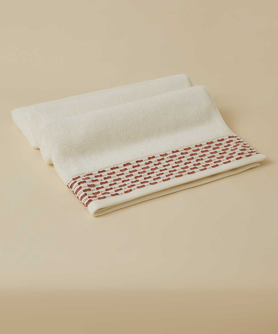 Cotton Towel Calm, 100% Premium Cotton, cream/brick, 90x150 cm