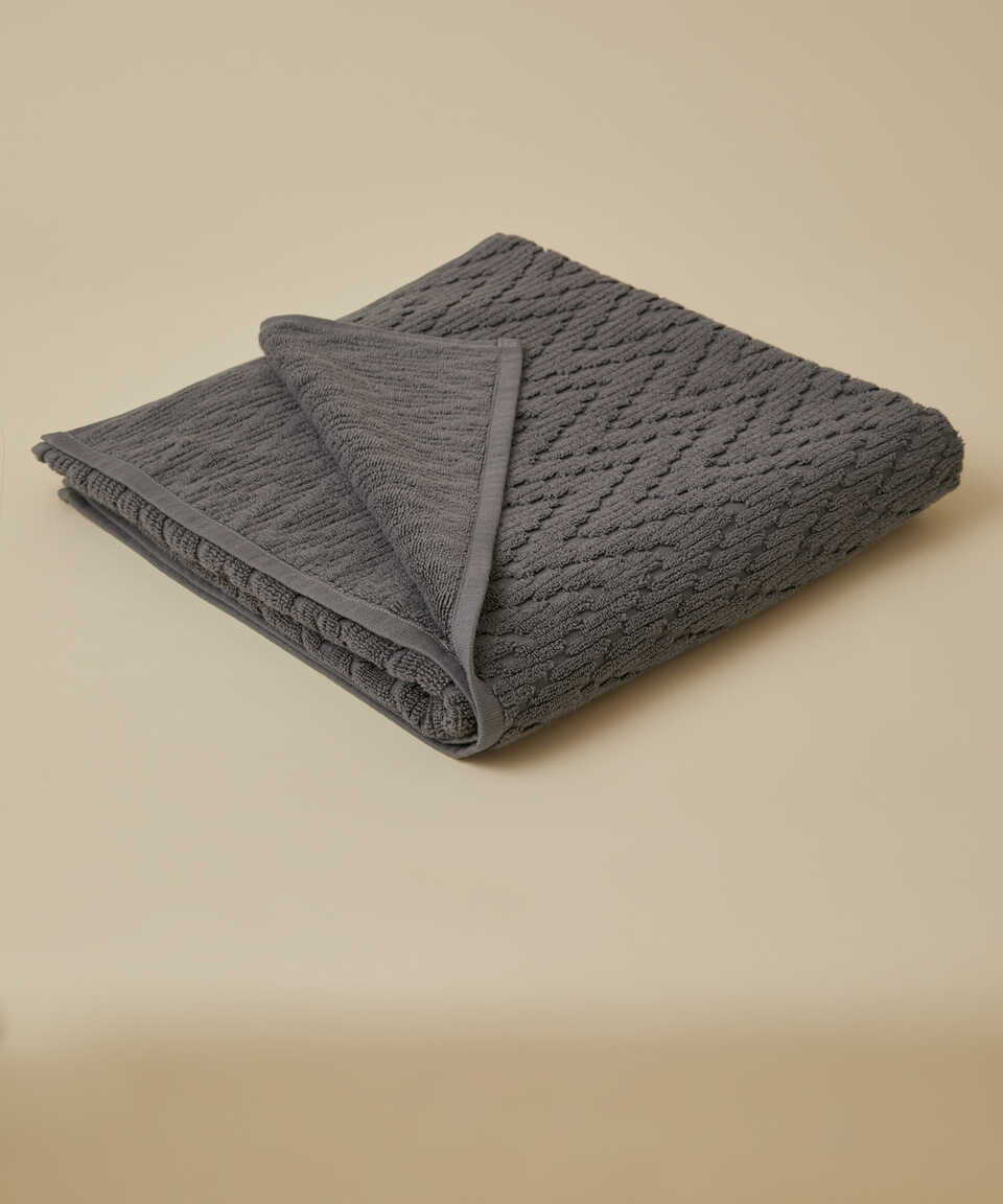 Cotton Towel Wavy, 100% Premium Cotton, dark grey, 50x90 cm