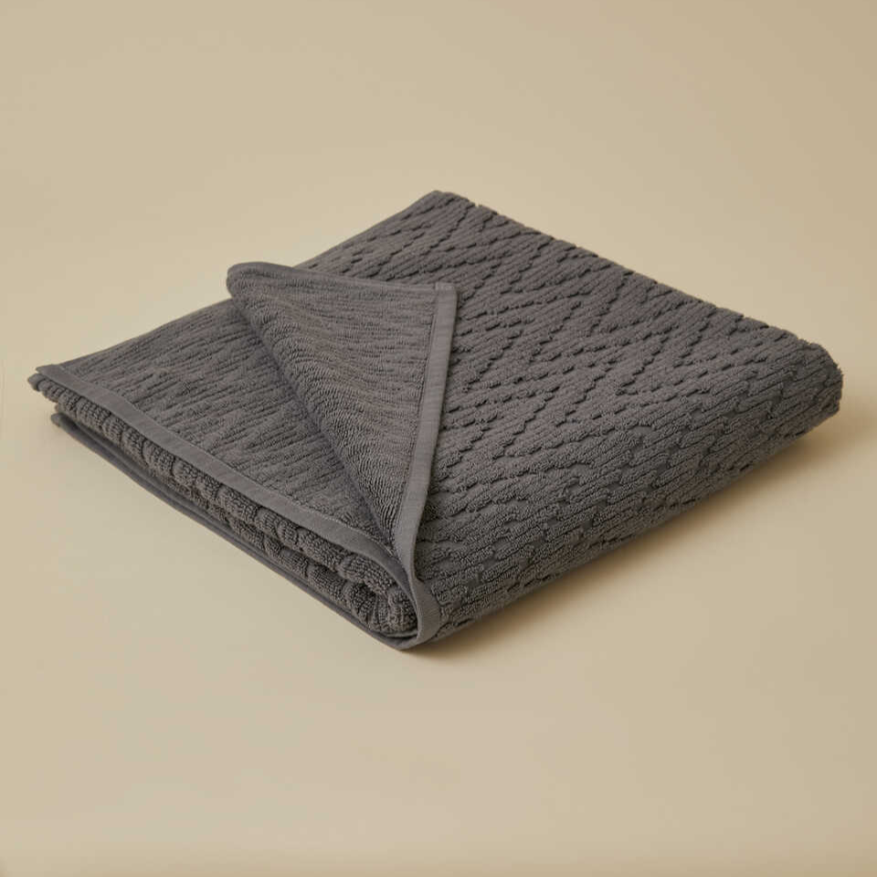 Cotton Towel Wavy, 100% Premium Cotton, dark grey, 50x90 cm
