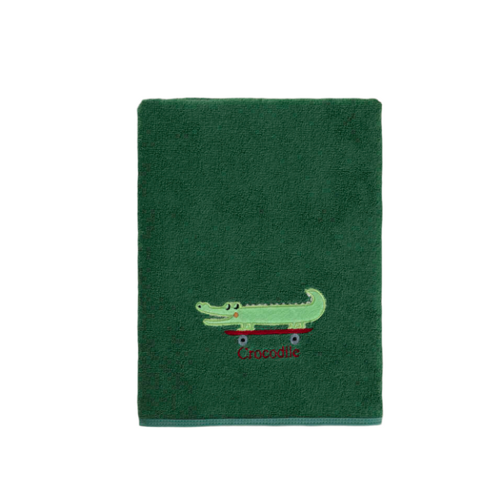 Organic Kids Towel Crocodile, 100% Organic Cotton, 70x130 cm