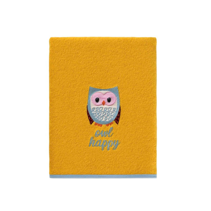 Dětský osuška Owl, z Bio bavlny, oranžový, 70x130 cm