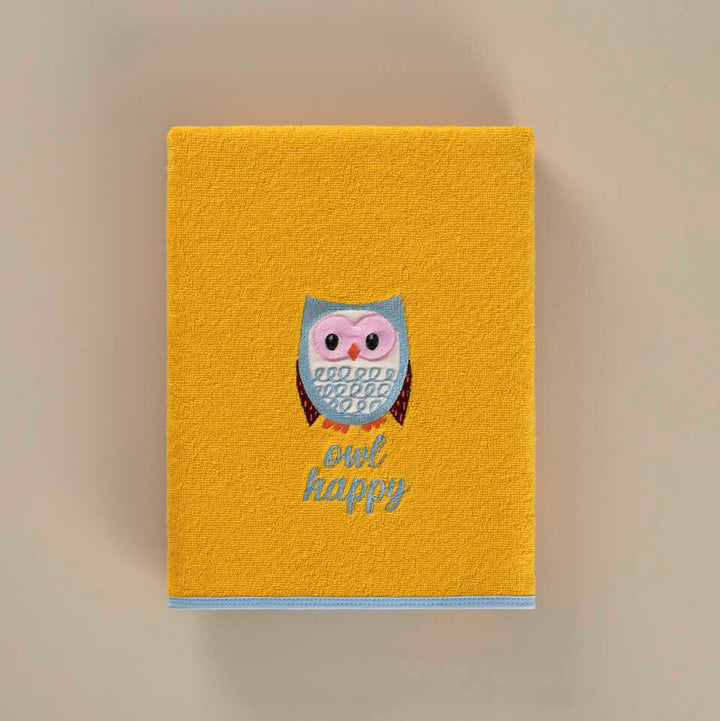 Dětský osuška Owl, z Bio bavlny, oranžový, 70x130 cm
