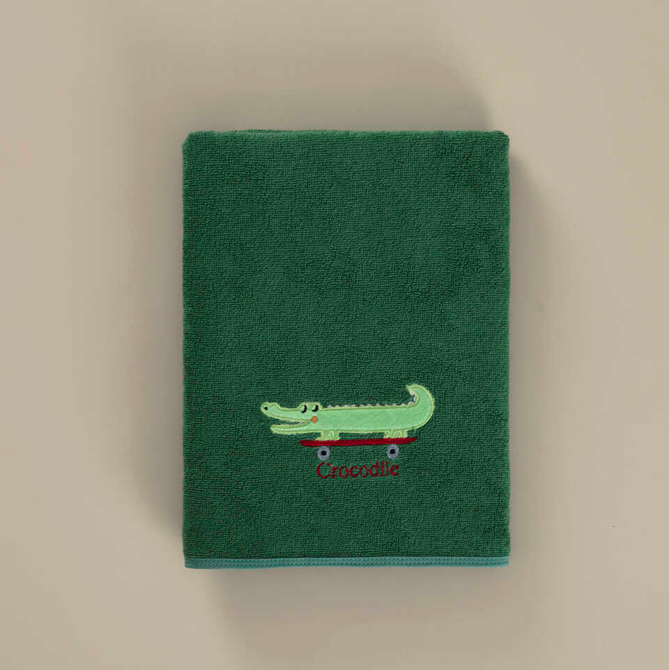 Organic Kids Towel Crocodile, 100% Organic Cotton, 50x90 cm