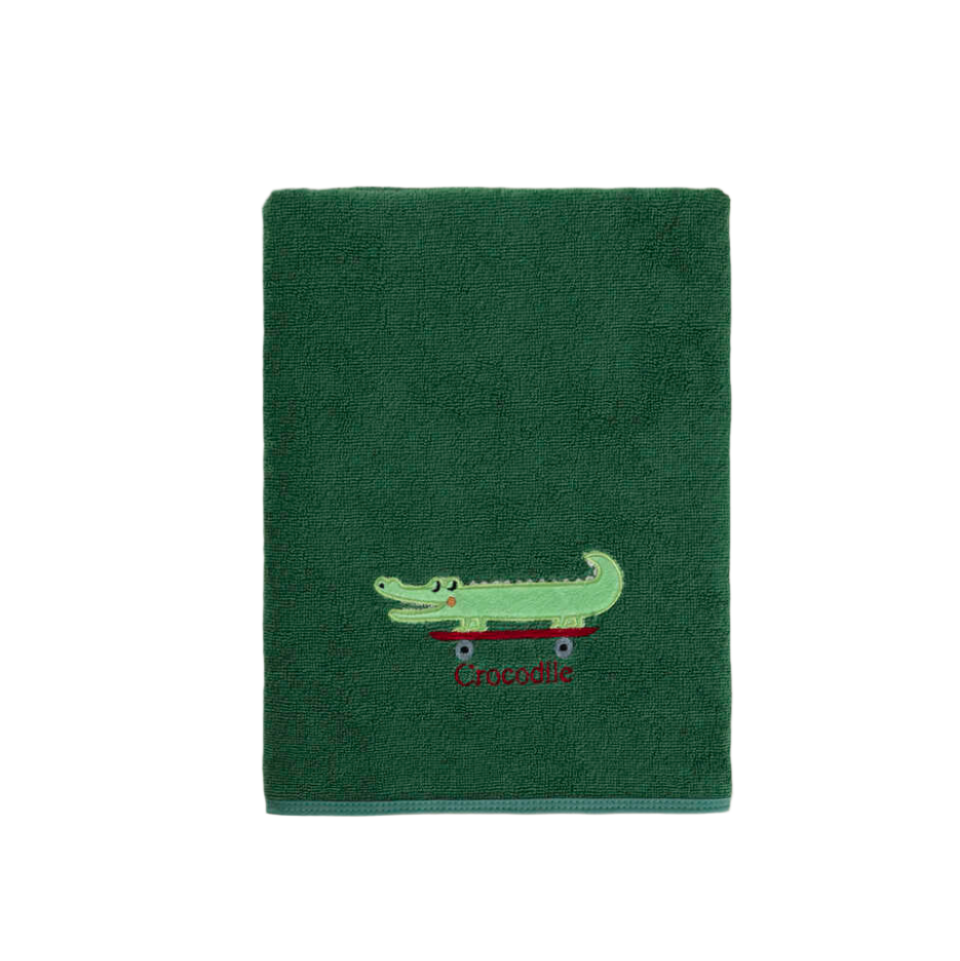 Organic Kids Towel Crocodile, 100% Organic Cotton, 50x90 cm