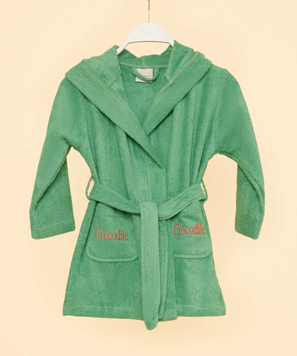 Organic Kids Bathrobe Crocodile, 100% Organic Cotton, age 2-4