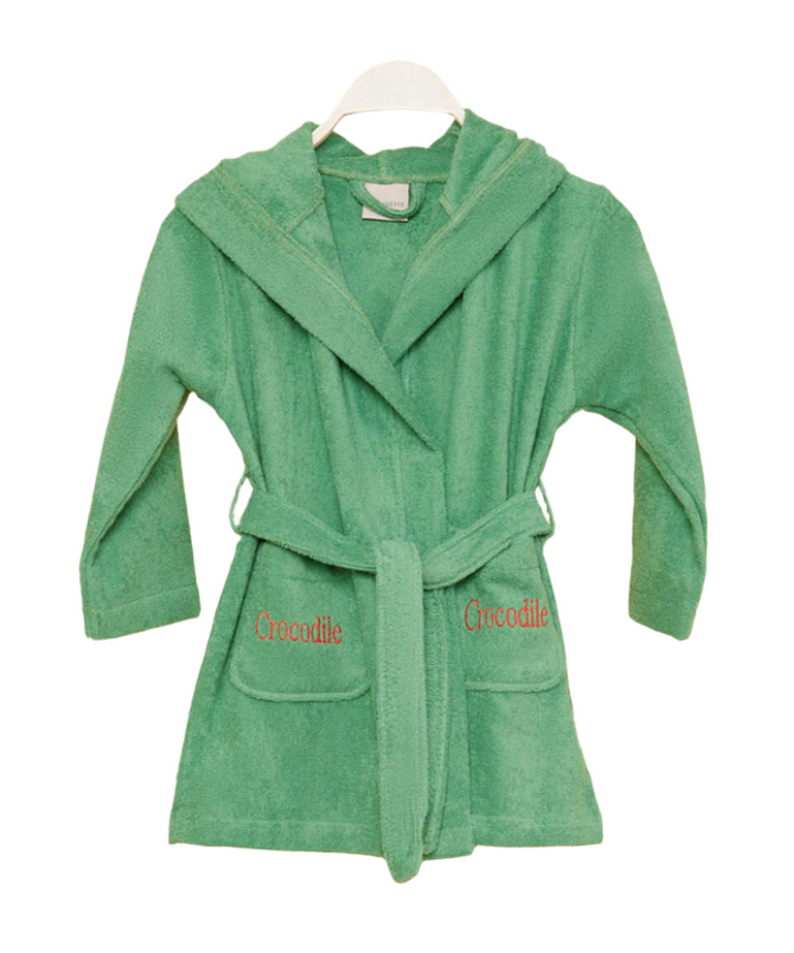Organic Kids Bathrobe Crocodile, 100% Organic Cotton, age 2-4