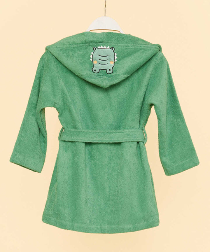 Organic Kids Bathrobe Crocodile, 100% Organic Cotton, age 2-4