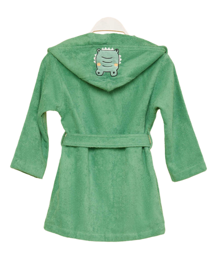 Organic Kids Bathrobe Crocodile, 100% Organic Cotton, age 6-8