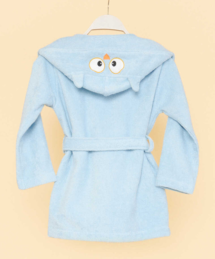 Organic Kids Bathrobe Owl, 100% Organic Cotton, blue, age 2-4