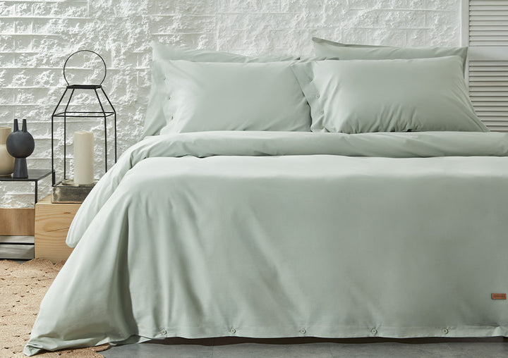 Duvet Cover Set Plain, 100% Renforcé Cotton, Light Green, 200x220 cm