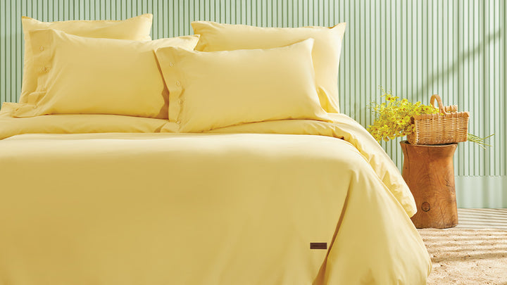 Duvet Cover Set Plain, 100% Renforcé Cotton, Yellow, 240x220 cm