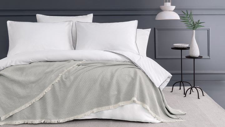 Cotton Crepe Duvet Cover Set Elfrid, with Bed Sheet, White, 200x220 cm