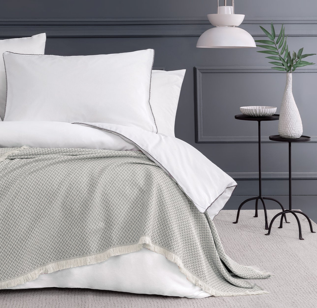 Cotton Crepe Duvet Cover Set Elfrid, with Bed Sheet, White, 200x220 cm