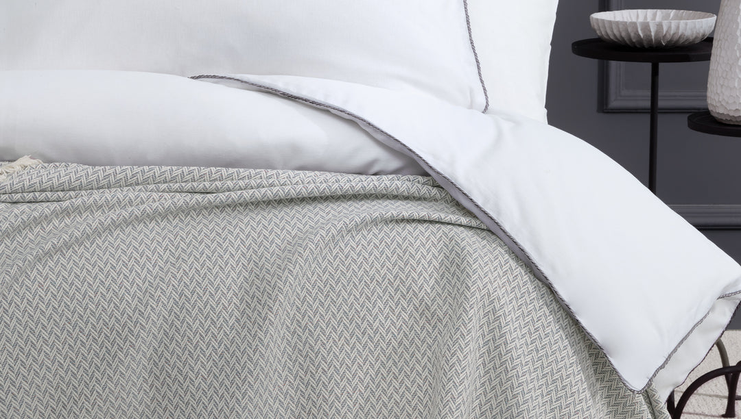 Cotton Crepe Duvet Cover Set Elfrid, with Bed Sheet, White, 200x220 cm
