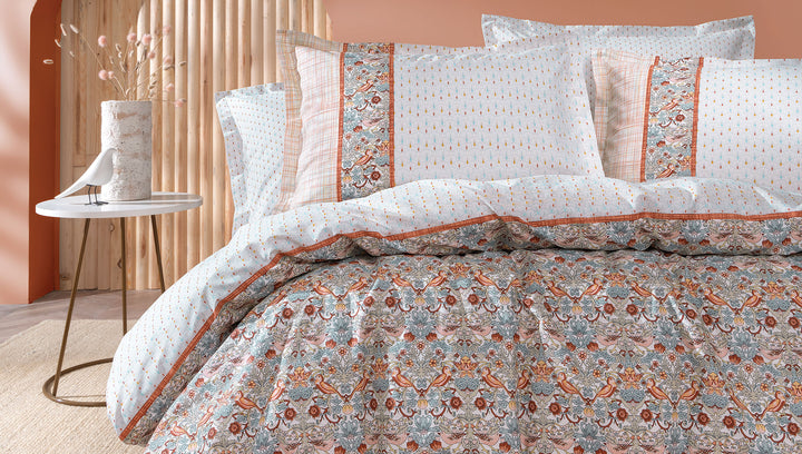 Renforcé Cotton Duvet Cover Set Laveta, with Bed Sheet, 160x220 cm