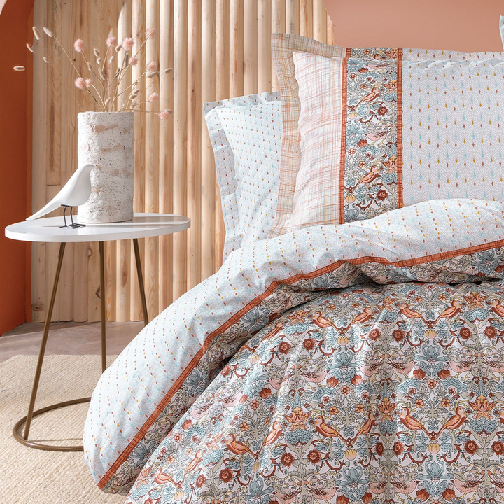 Renforcé Cotton Duvet Cover Set Laveta, with Bed Sheet, 160x220 cm