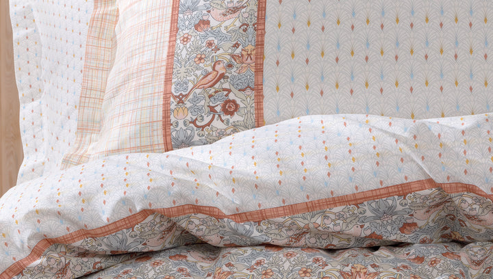 Renforcé Cotton Duvet Cover Set Laveta, with Bed Sheet, 160x220 cm