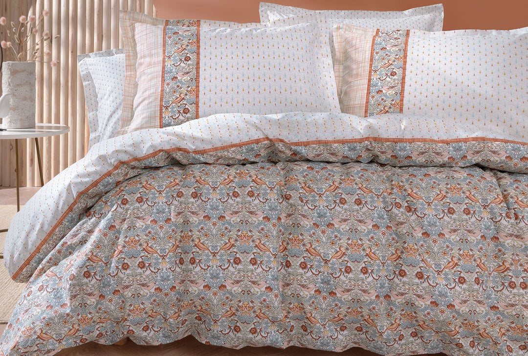 Renforcé Cotton Duvet Cover Set Laveta, with Bed Sheet, 160x220 cm