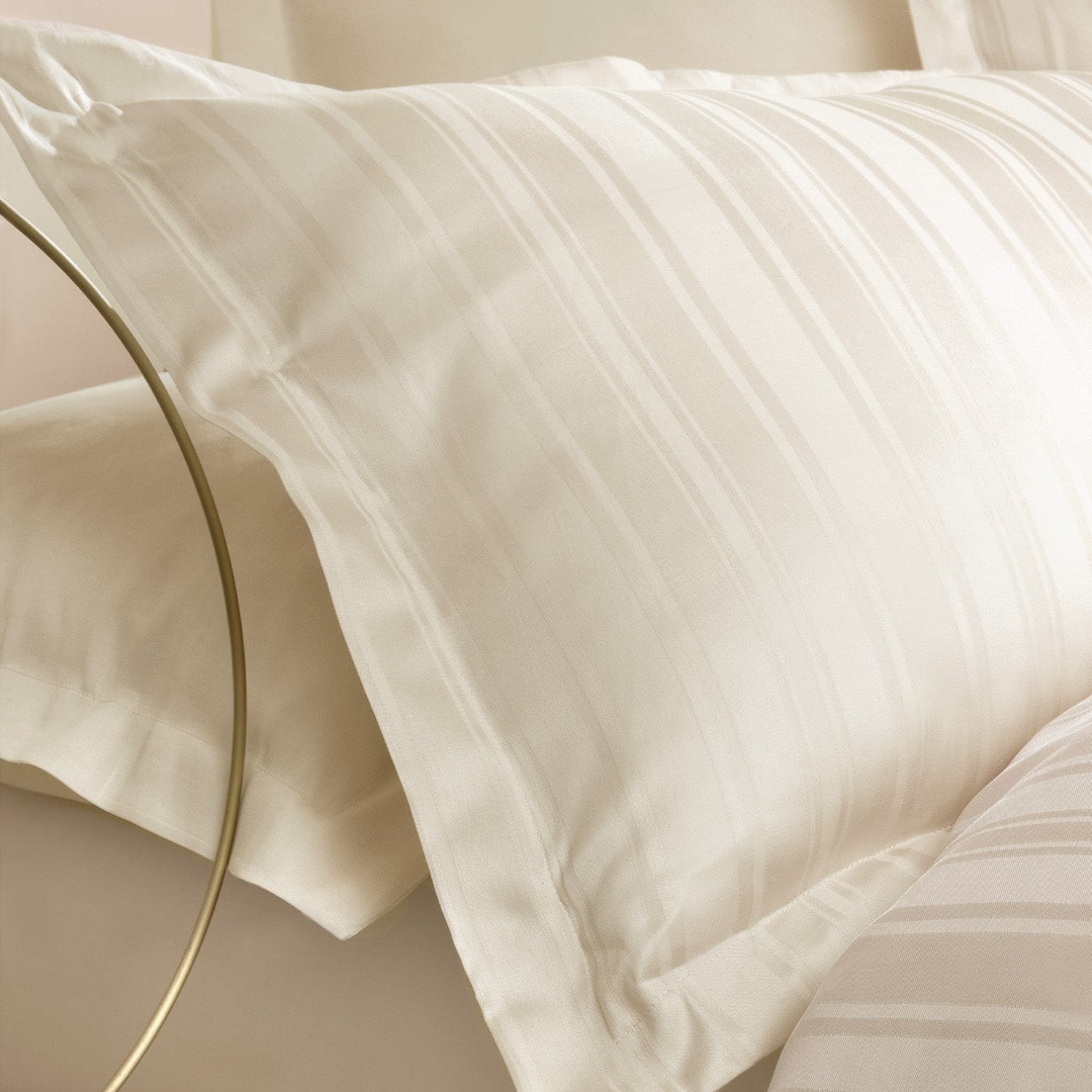 Shelly Jacquard Duvet Cover Set, with Bed Sheet, Bamboo Sateen, Beige, 240x220 cm Beige 240x220 cm