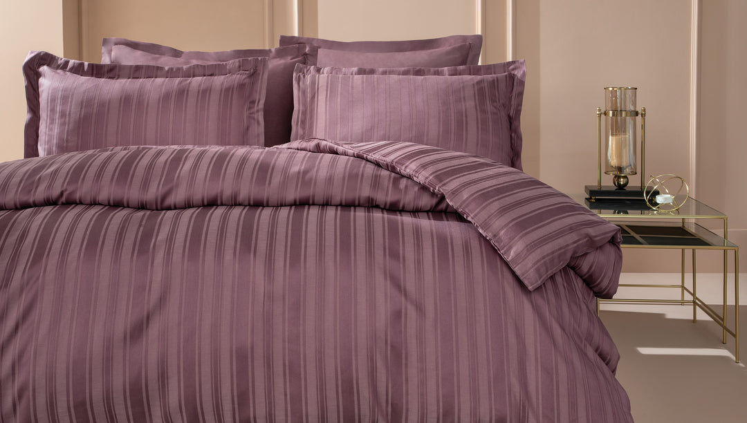 Shelly Jacquard Duvet Cover Set, with Bed Sheet, Bamboo Sateen, Purple, 200x220 cm
