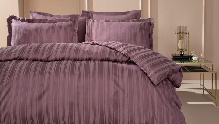 Shelly Jacquard Duvet Cover Set, with Bed Sheet, Bamboo Sateen, Purple, 200x220 cm