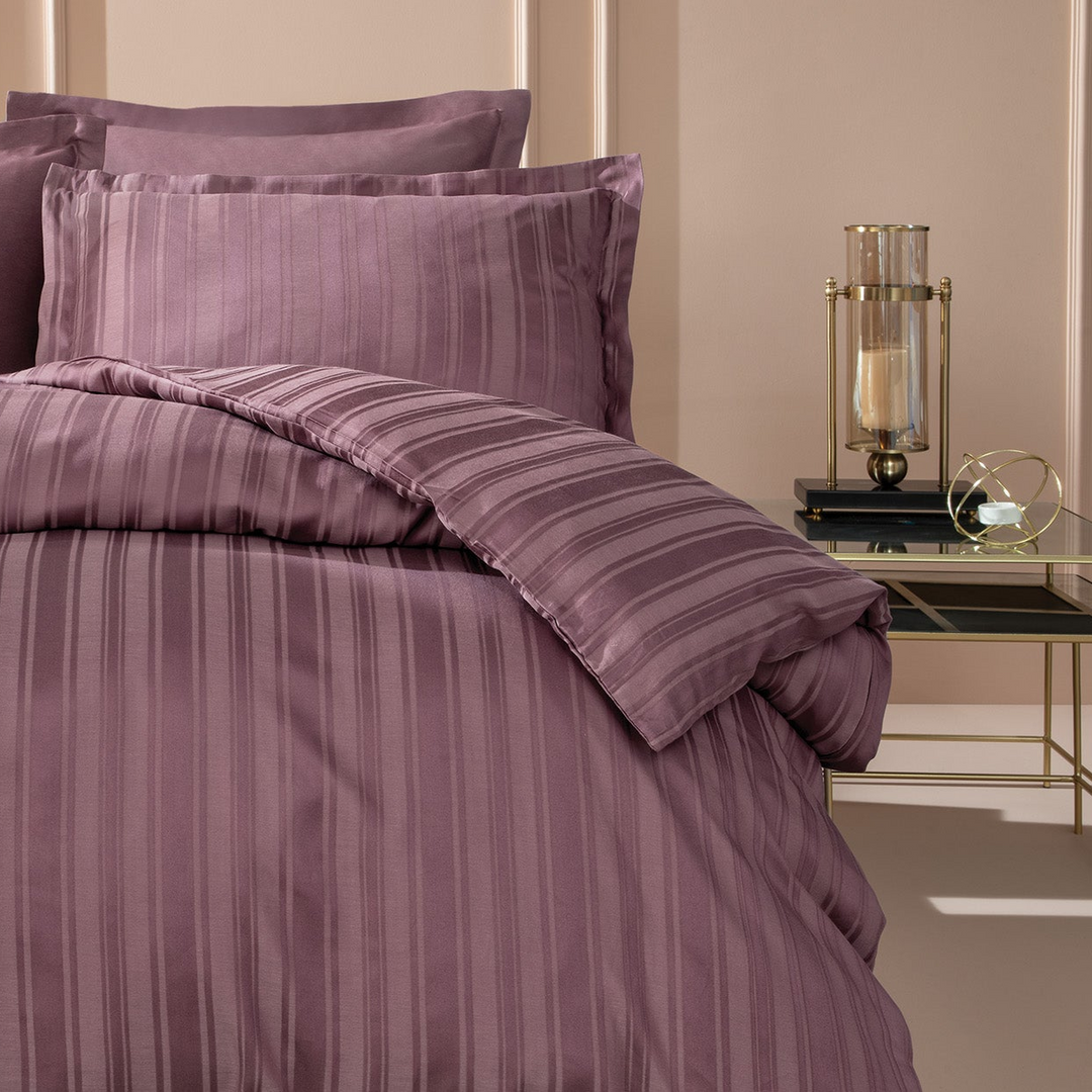 Shelly Jacquard Duvet Cover Set, with Bed Sheet, Bamboo Sateen, Purple, 200x220 cm