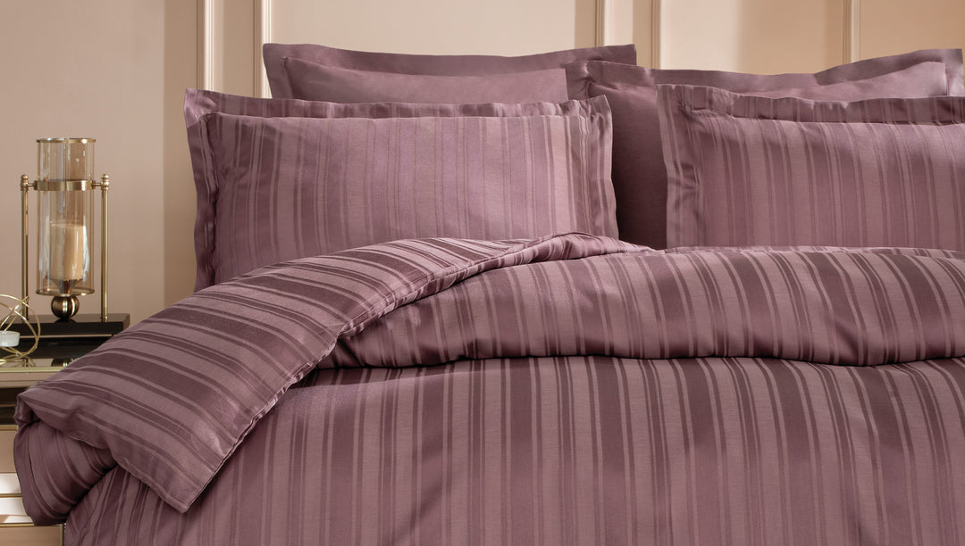 Shelly Jacquard Duvet Cover Set, with Bed Sheet, Bamboo Sateen, Purple, 200x220 cm