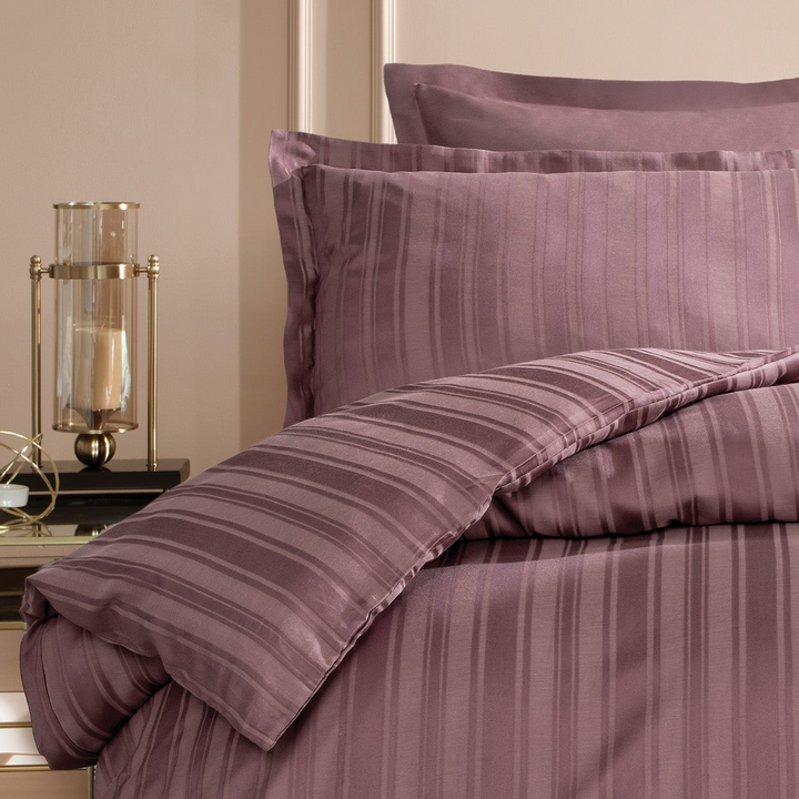 Shelly Jacquard Duvet Cover Set, with Bed Sheet, Bamboo Sateen, Purple, 200x220 cm