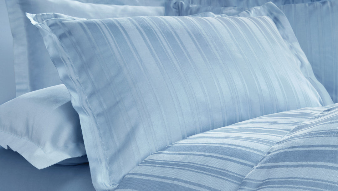 Shelly Jacquard Duvet Cover Set, with Bed Sheet, Bamboo Sateen, Blue, 200x220 cm