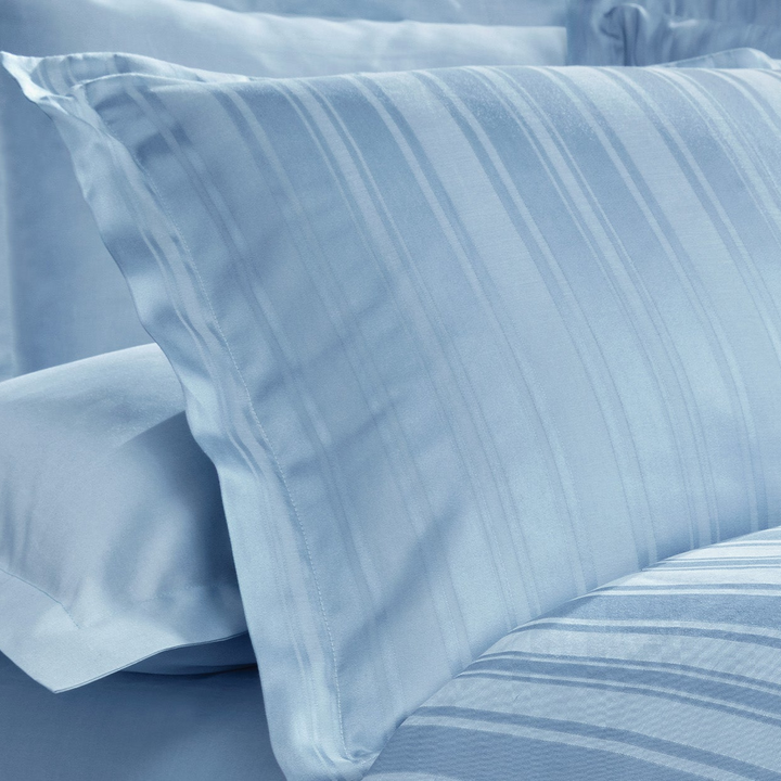 Shelly Jacquard Duvet Cover Set, with Bed Sheet, Bamboo Sateen, Blue, 200x220 cm