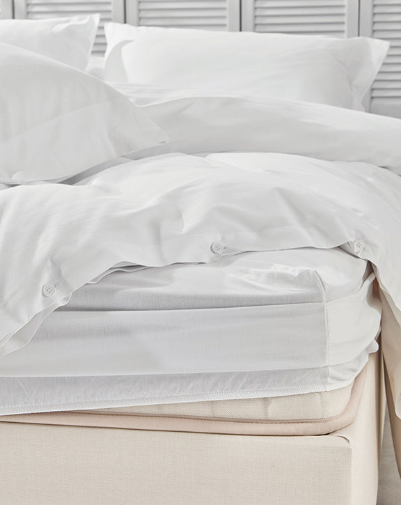 Renforcé Cotton Fitted Sheet Plain, 100% Cotton, white, 180x200 cm