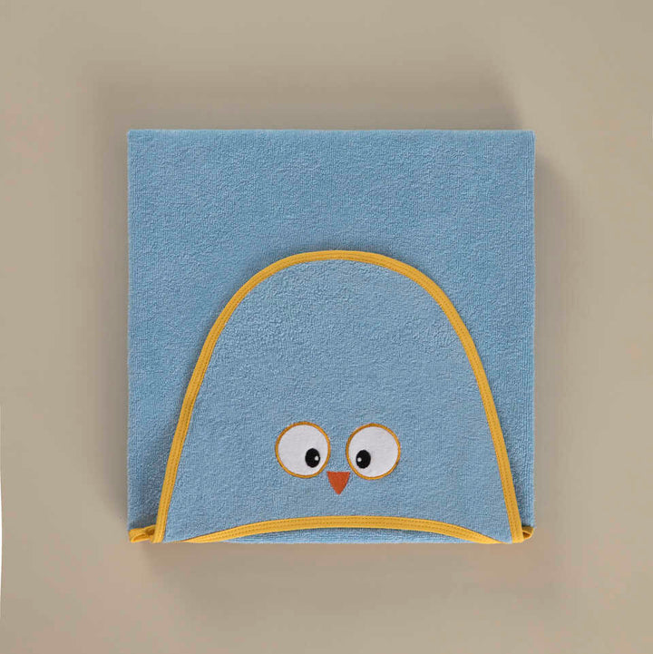 Organic Swaddle Owl, 100% Organic Cotton, blue, 70x100 cm