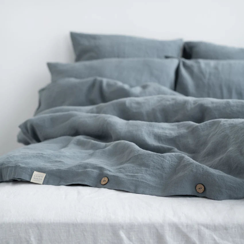 Blue Fog Linen Duvet Cover Set, 200x200 cm, Linen Tales