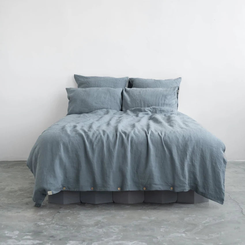 Blue Fog Linen Duvet Cover Set, 200x200 cm, Linen Tales