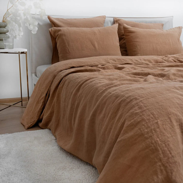 Camel Linen Duvet Cover Set, 140x200 cm, Linen Tales
