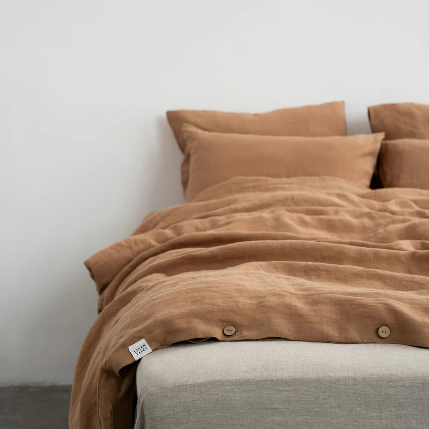 Camel Linen Duvet Cover Set, 140x200 cm, Linen Tales