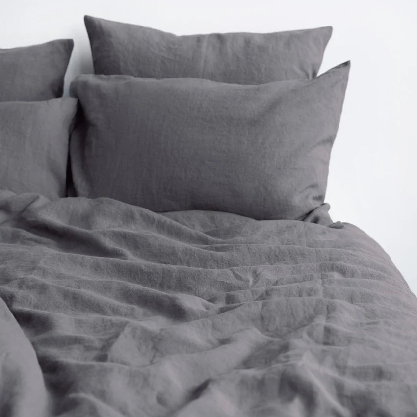 Dark Grey Linen Duvet Cover Set, 140x200 cm, Linen Tales