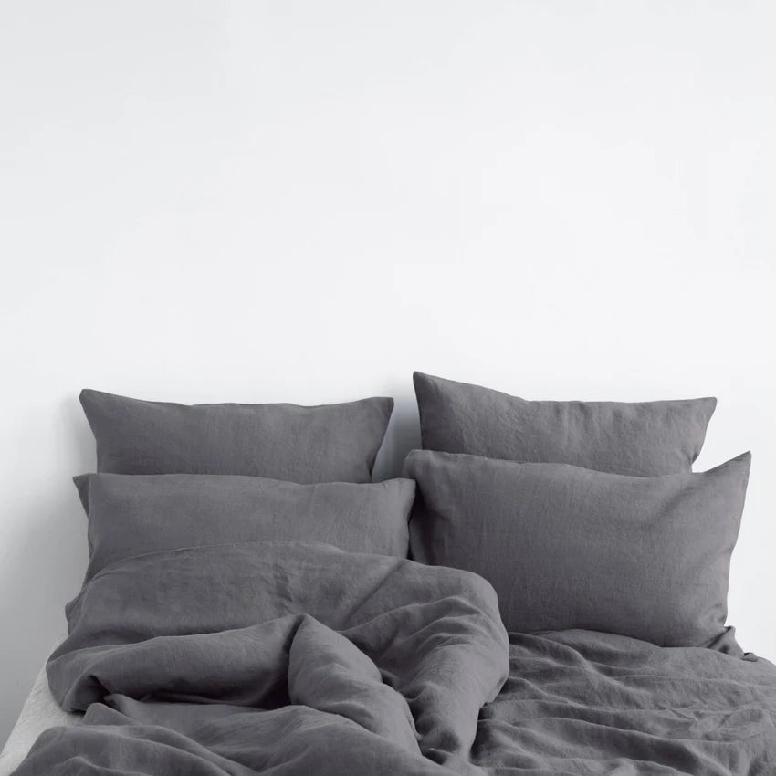 Dark Grey Linen Duvet Cover Set, 135x200 cm, Linen Tales