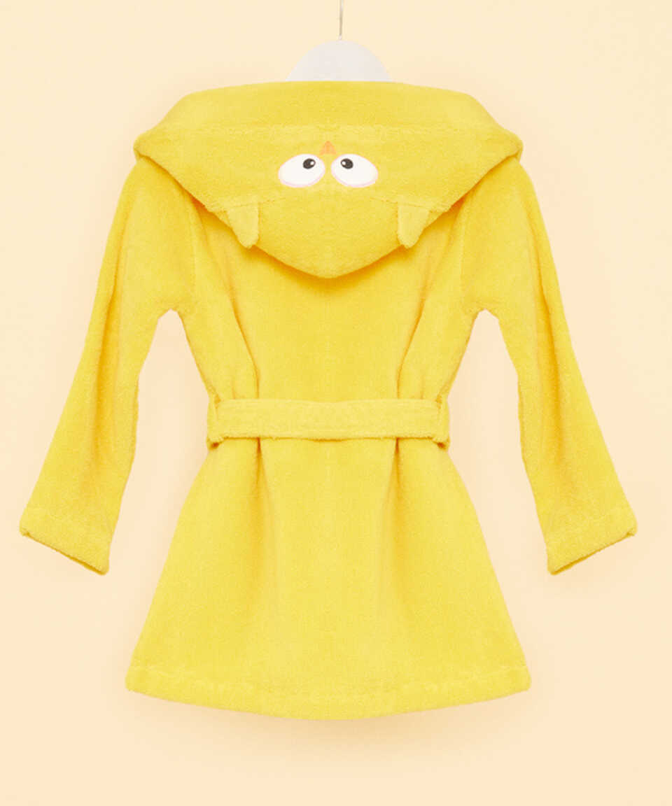 Organic Kids Bathrobe Owl, 100% Organic Cotton, orange, age 2-4