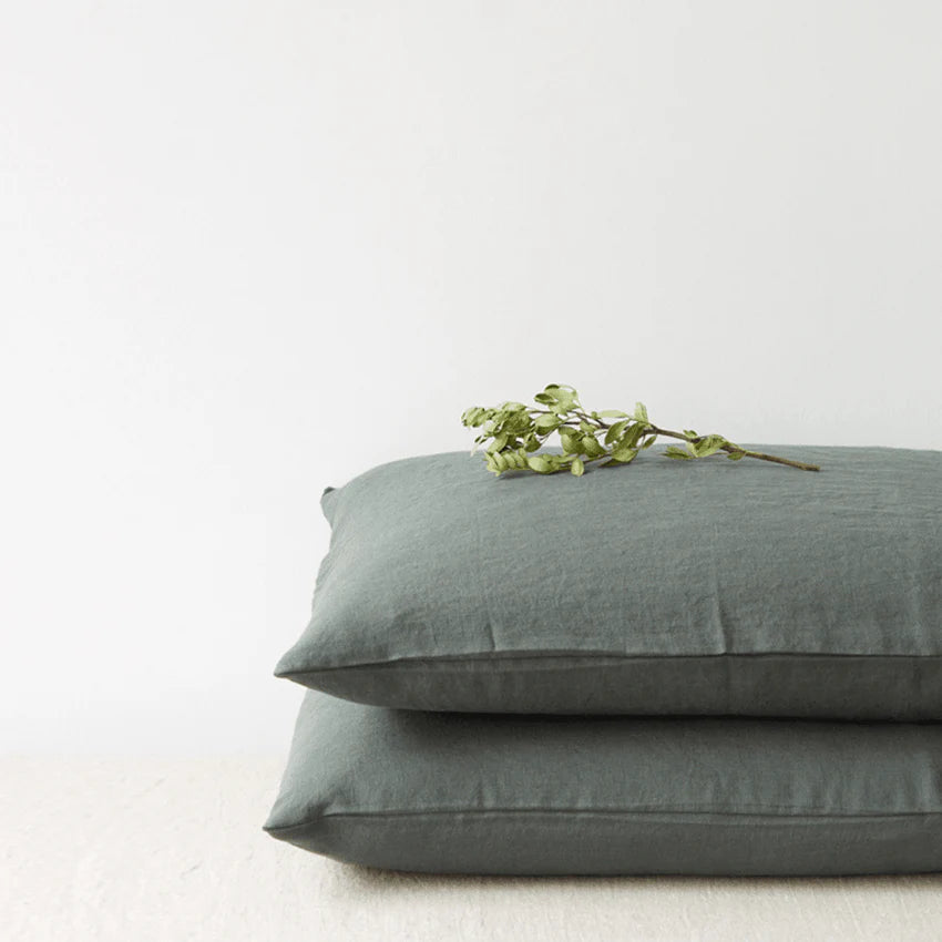Forest Green Linen Pillowcase, 40x60 cm, Linen Tales