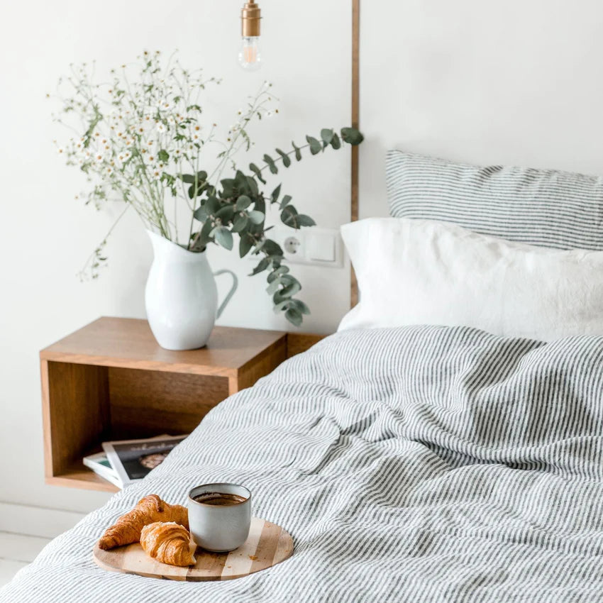 Thin Black Stripes Linen Pillowcase, 60x80 cm, Linen Tales