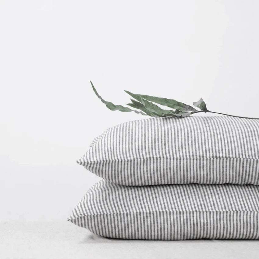 Thin Black Stripes Linen Pillowcase, 60x80 cm, Linen Tales
